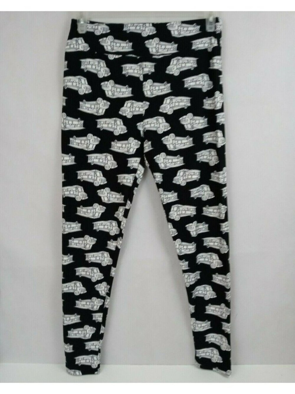 New LuLaRoe Tall & Curvy Leggings Black With White Food Truck Designs